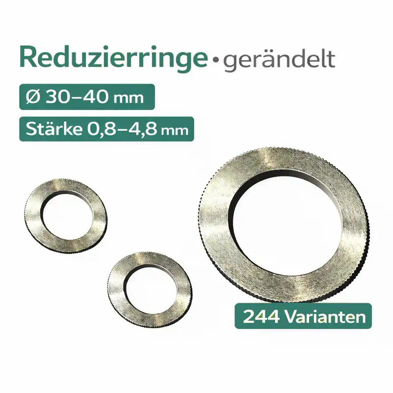 Reduzierring 30-40mm, Distanzring Kreissägeblatt H7, Adapterring gerändelt Ring