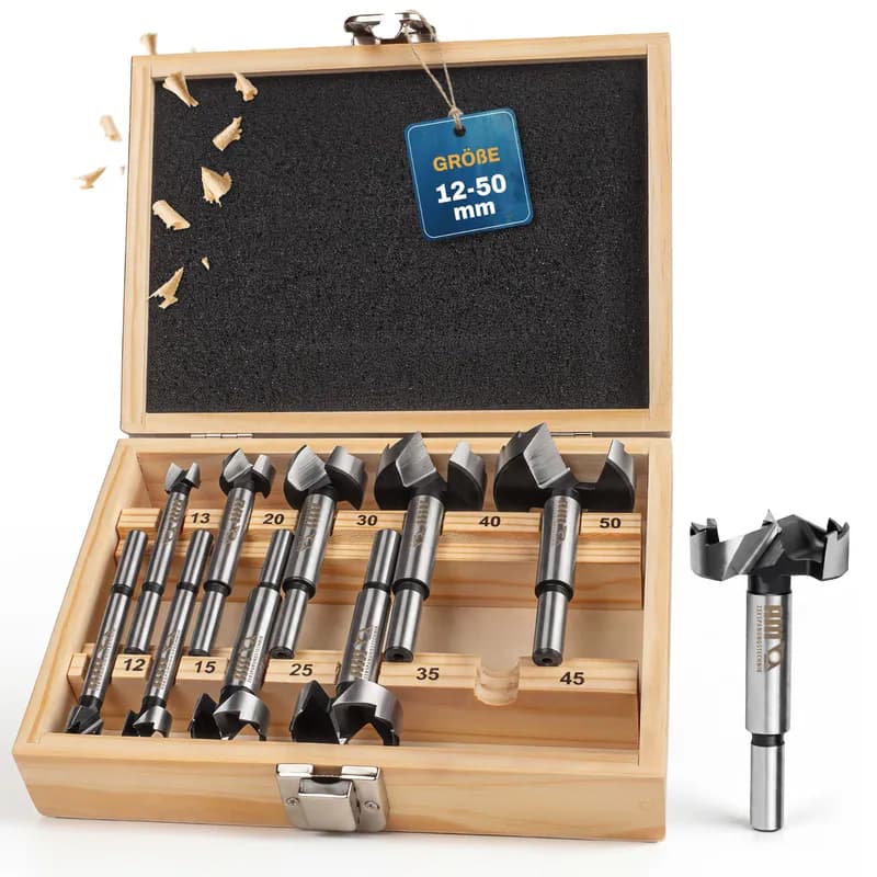 Forstnerbohrer Set Ø12-50mm | Professionelles Holzbohrer Set 10tlg. | Topfbohrer