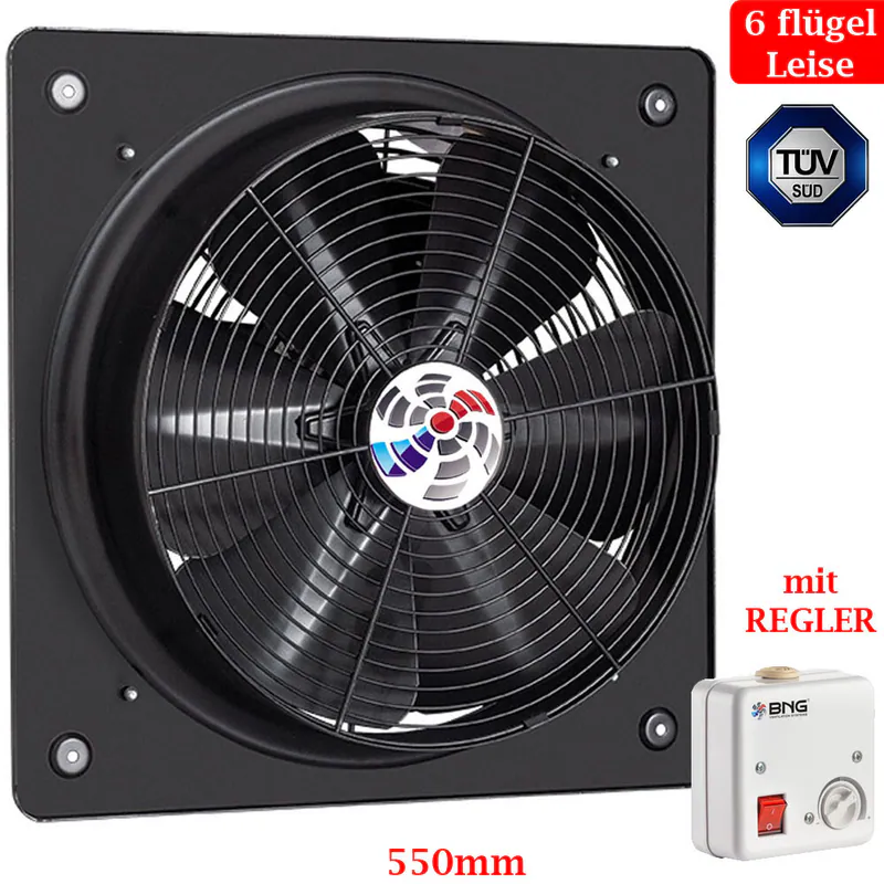 Axial Industrie Ventilator Gebläse Lüfter Zuluft Abluft Wand Fenster 550 +REGLER