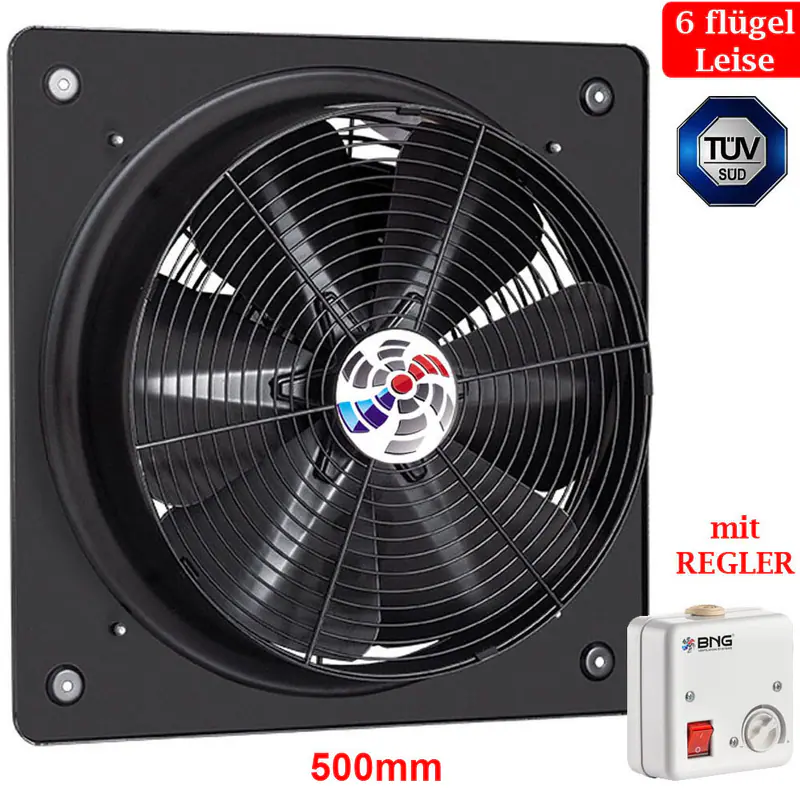 Axial Industrie Ventilator Gebläse Lüfter Zuluft Abluft Wand Fenster 500 +REGLER
