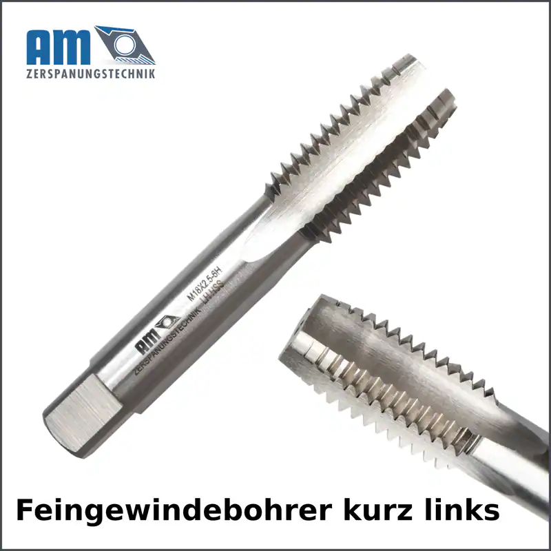 Gewindebohrer LH kurz Feingewinde Linksgewinde Einschnittgewindebohrer