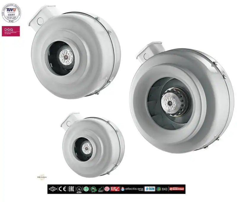 TURBO Rohrlüfter Radiallüfter Metall Abluft Axial Rohrventilator Be-Abluft BNG