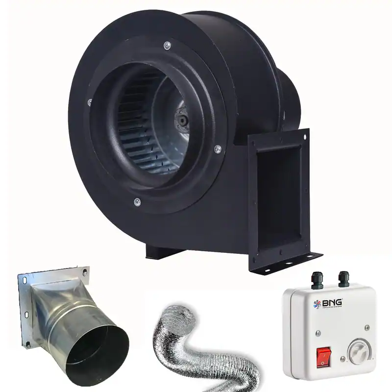 Radialventilator 2600m3/h 230V FLANSCH + FLEXROHR + REGLER Luftabsaugung Gebläse