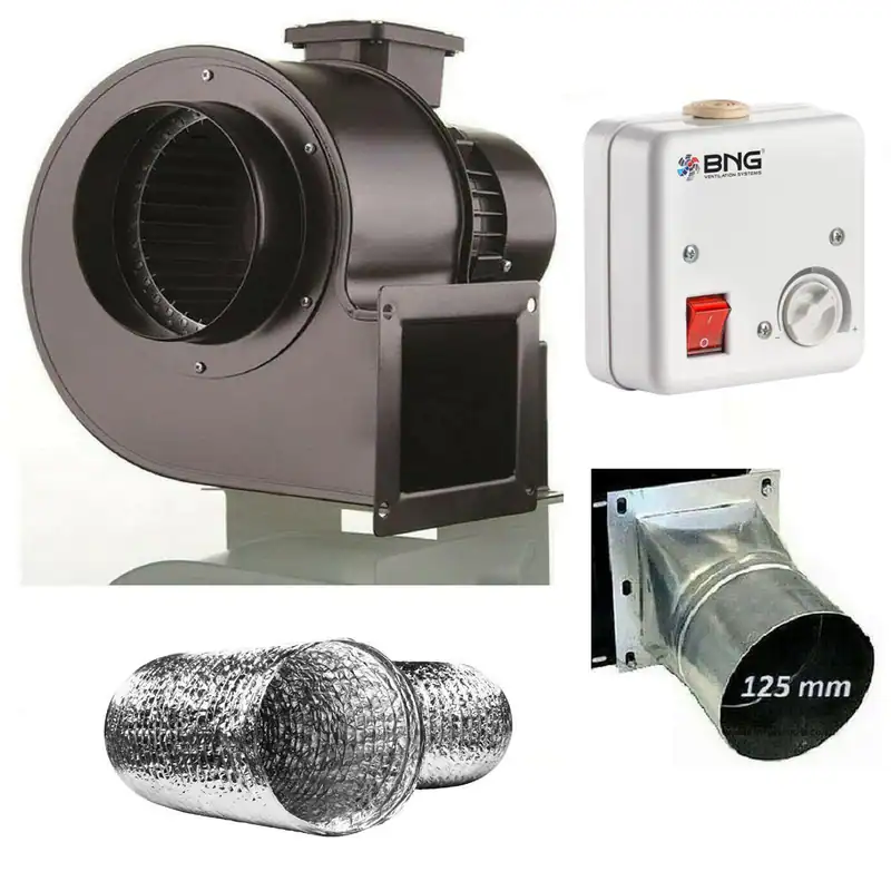 Radialgebläse Radialventilator Drehzahlregler Aluflexrohr Gastro Airbox Flansch