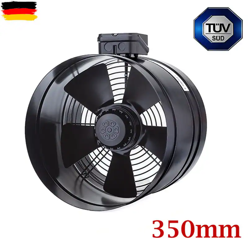 Power Axial Turbo Rohrventilator 350mm Zu-Abluft Rohrlüfter Axiallüfter Gebläse