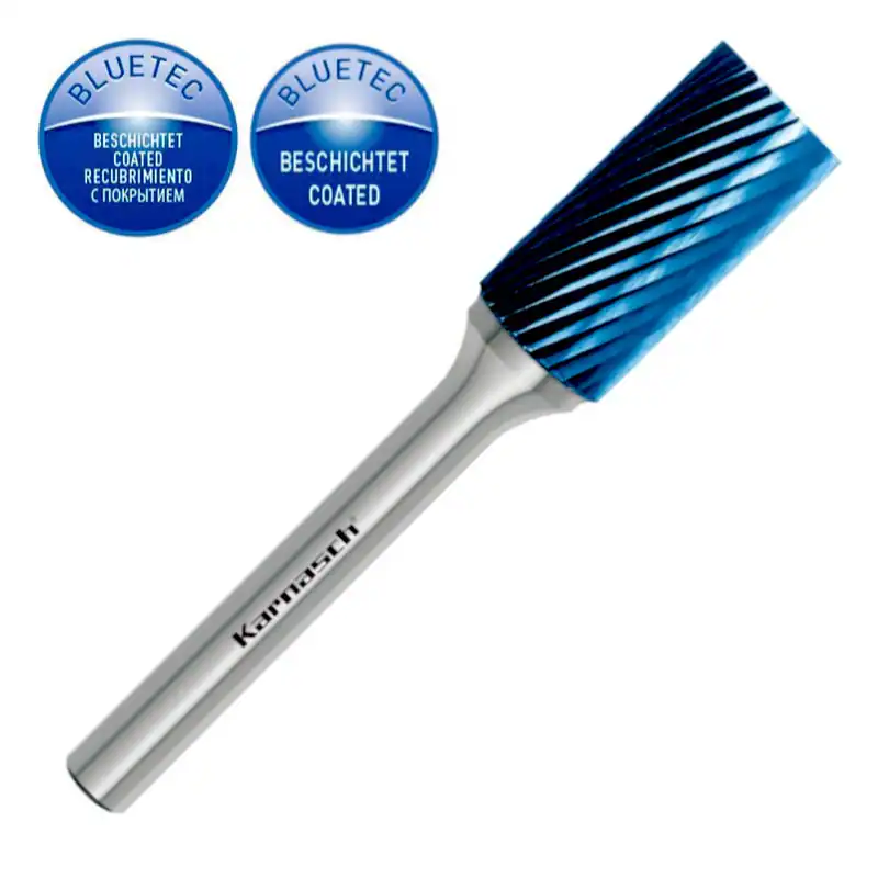 Hartmetall Frässtift 3-12mm, ZYA Zylinderfrässtift HP2, BLUE-TEC beschichtet, HM
