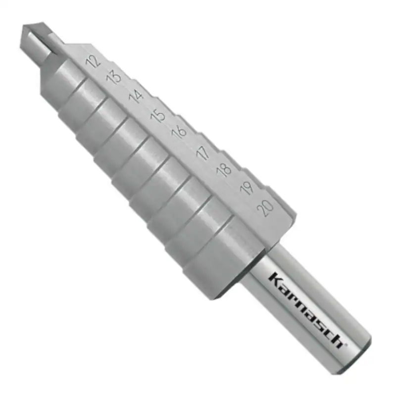 Stufenbohrer Spirale HSS-XE, d=12-20 mm, CBN, 2 Schneiden, Kegelbohrer, Karnasch