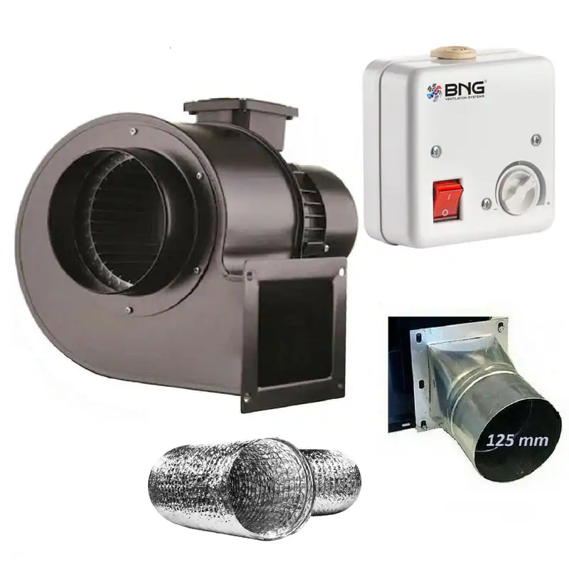 Radialventilator REGLER + FLANSCH + FLEXROHR Luftabsaugung Zentrifugal Gebläse