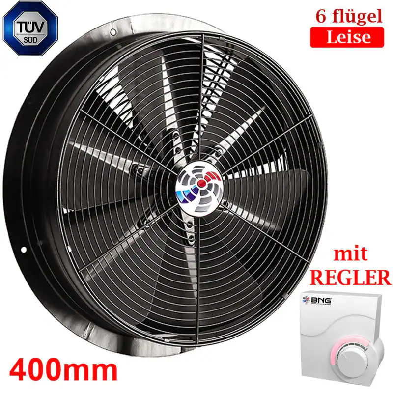 Turbo Power Axialventilator 400mm Axiallüfter Geblase mit REGLER 4500 m3/h