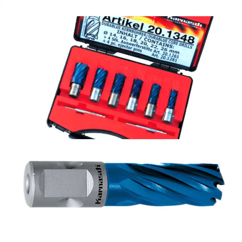 Karnasch Kernbohrer Kernlochbohrer Set HSS-XE 8tlg Ø14–26mm Nitto Uni 19mm NL30