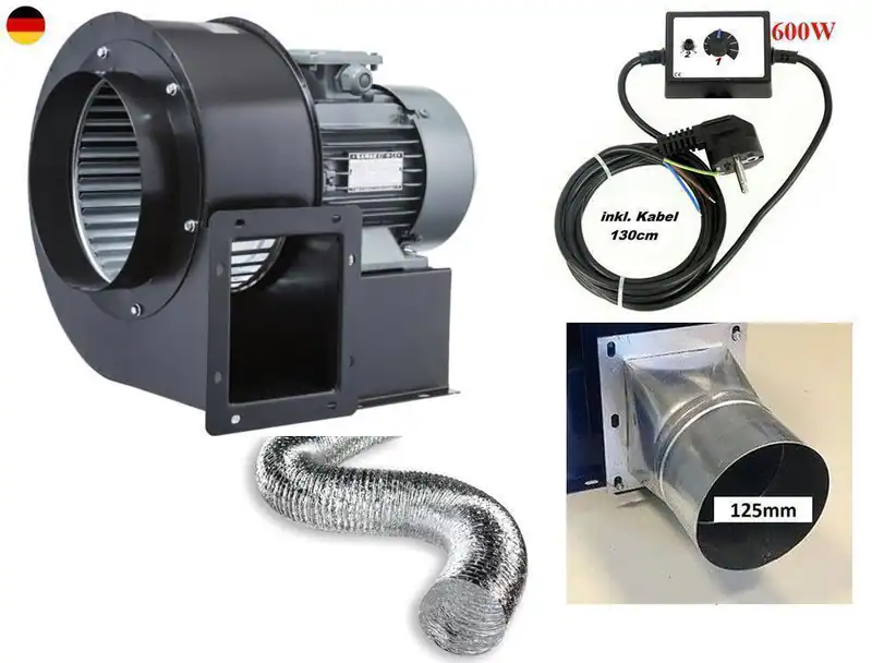 polenRadialventilator REGLER + FLANSCH + FLEXROHR Luftabsaugung Zentrifugal Gebl