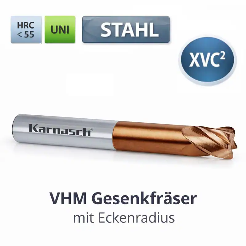 VHM-Gesenkfräser kurz mit Eckenradius HXC-Nano³ Rockwell Cutter