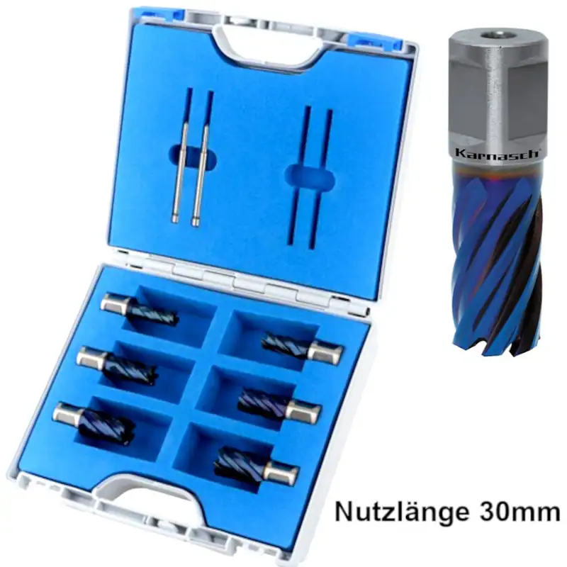 Karnasch Kernbohrer-Set HSS-XE DuraBlue Beschichtet, Ø 12-22 mm, 8-teilig