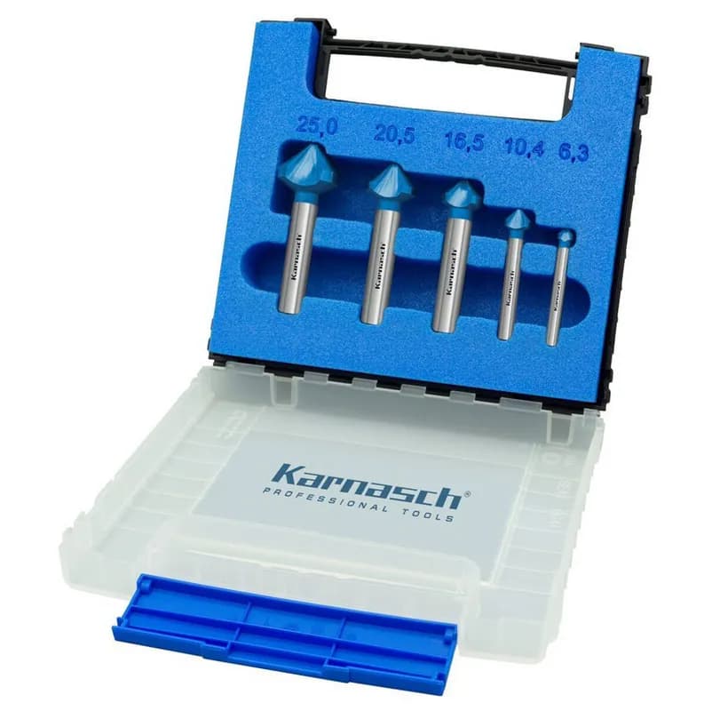Kegelsenker 5tlg, Senker Pulverstahl, BLUE TEC, 90°, 6.3, 10.4, 16.5, 20.5, 25mm