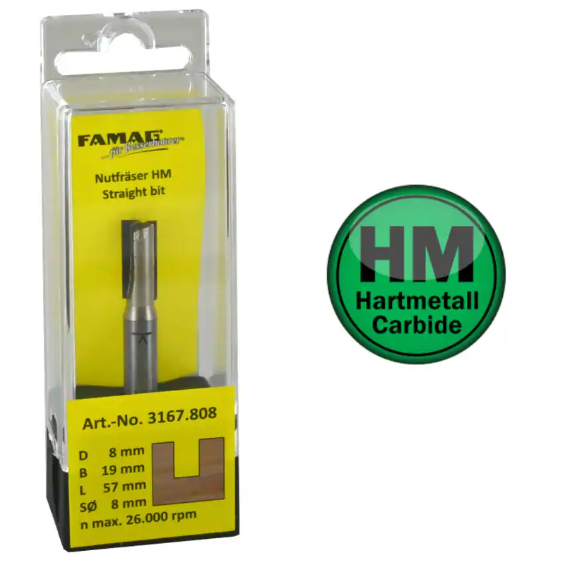 FAMAG HM-Nutfräser Ø 4, 6, 8, 10, 12, 14,16 18, 20, 22mm Langlochfräser Fräser