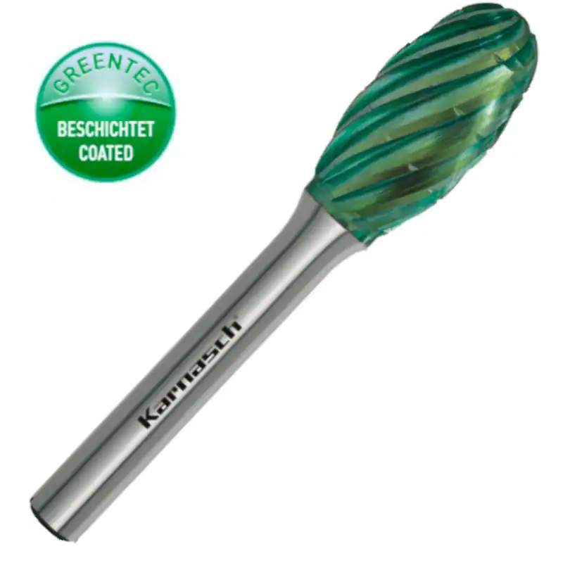 Hartmetall Frässtift, Ø=6-16mm HM Tropfenform, HP3 PRO, beschichtet, Green Tec