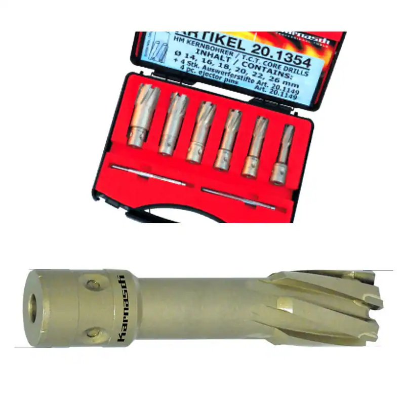 Karnasch Kernbohrer Kernlochbohrer Set HM 8tlg Ø12–26mm Fein Quick-In 18mm NL55