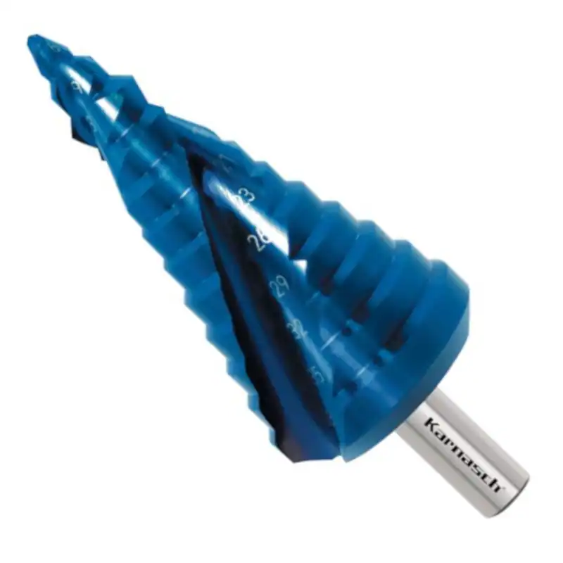 Stufenbohrer HSS-XE 6-38 mm, Blue-Dur beschichtet Spiral genutet, 2 Schneiden