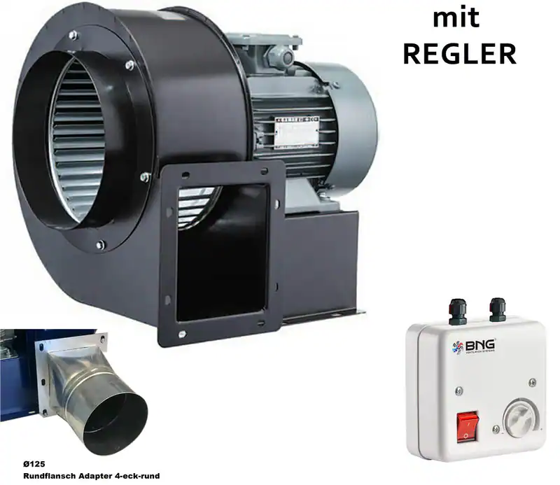 TURBO Radialgebläse Radialventilator Radiallüfter 1800m³h+ 5A Regler + Flansch