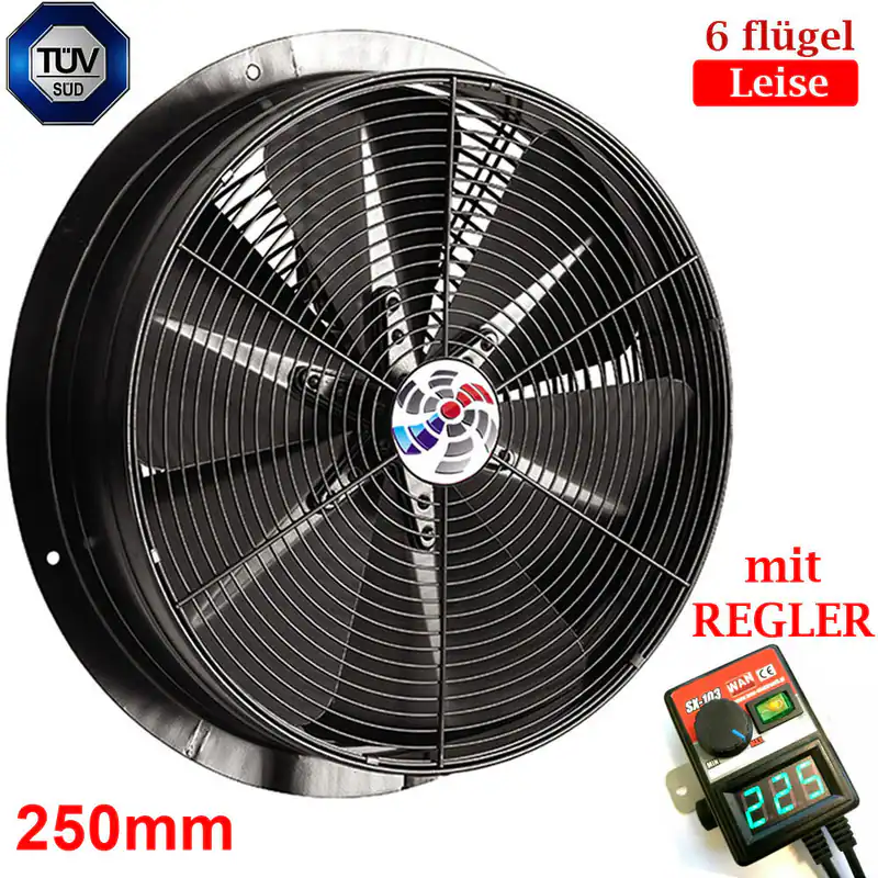 Turbo Axialventilator 250mm Axiallüfter Geblase mit REGLER