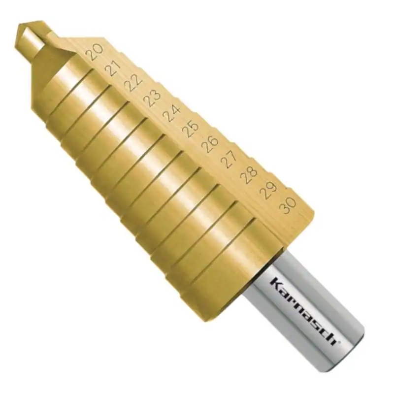 Stufenbohrer HSS-XE TIN-GOLD beschichtet, d=20-30mm, CBN geschliffen,2 schneidig