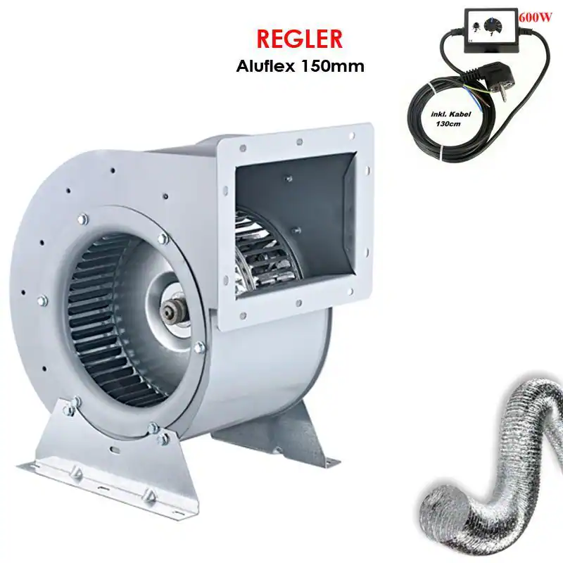 Radialventilator REGLER + FLANSCH + FLEXROHR Luftabsaugung Zentrifugal Gebläse