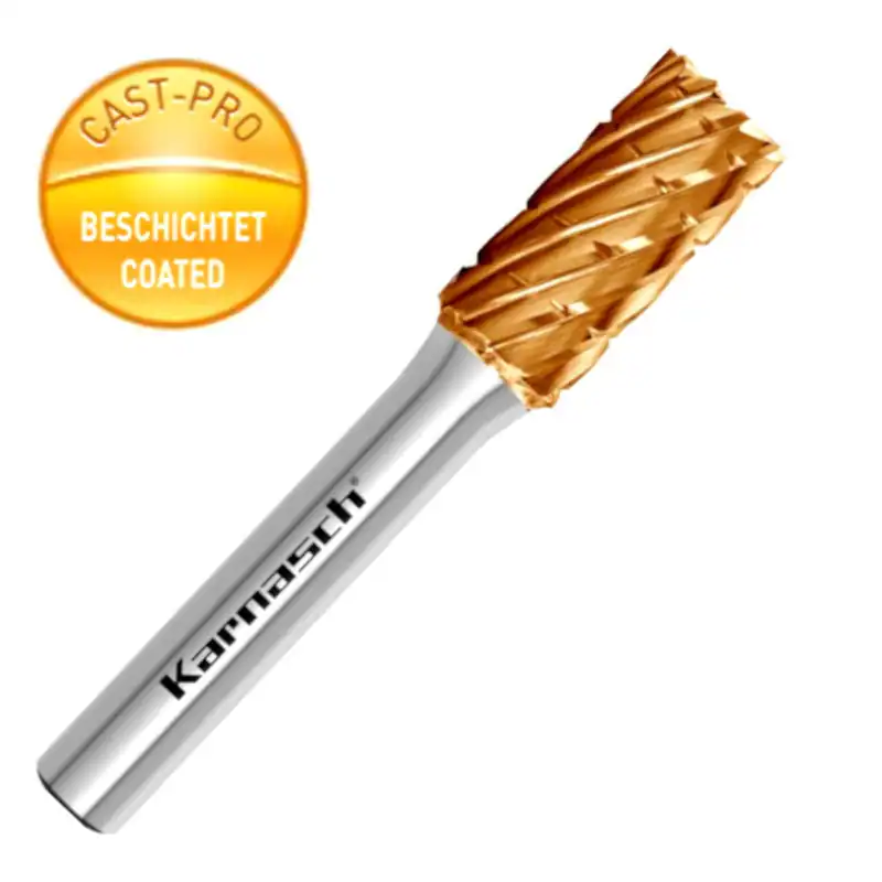 Hartmetall Frässtift Zylinder ZYB 10 12 mm Guss CAST-PRO Rotierfräser 6mm Schaft